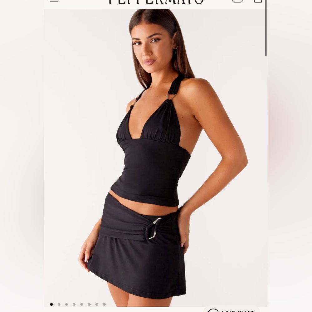 NWT - black mini skirt set and halter top from Peppermayo